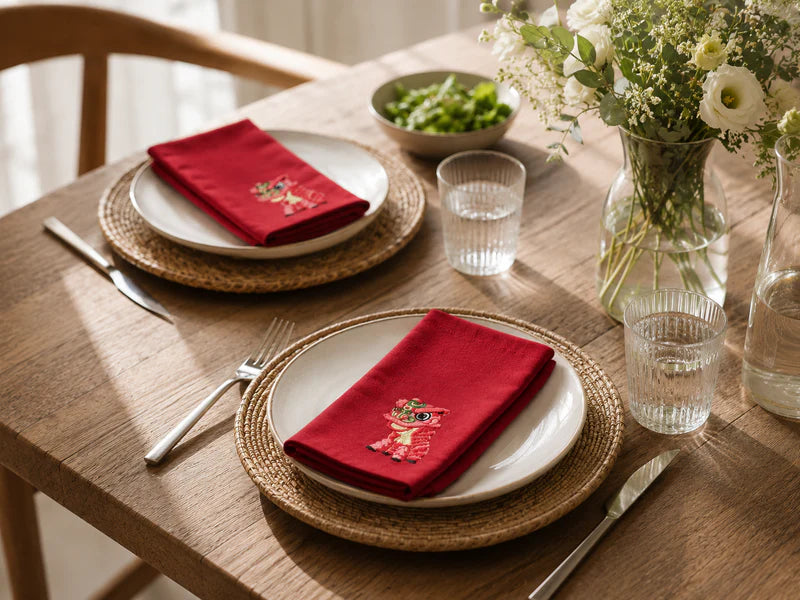Red Napkins With Lion - Set of 4 | Bookazine HK