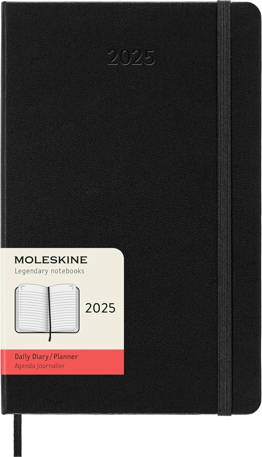 12M Daily Planner Hardcover Large Black | Bookazine HK