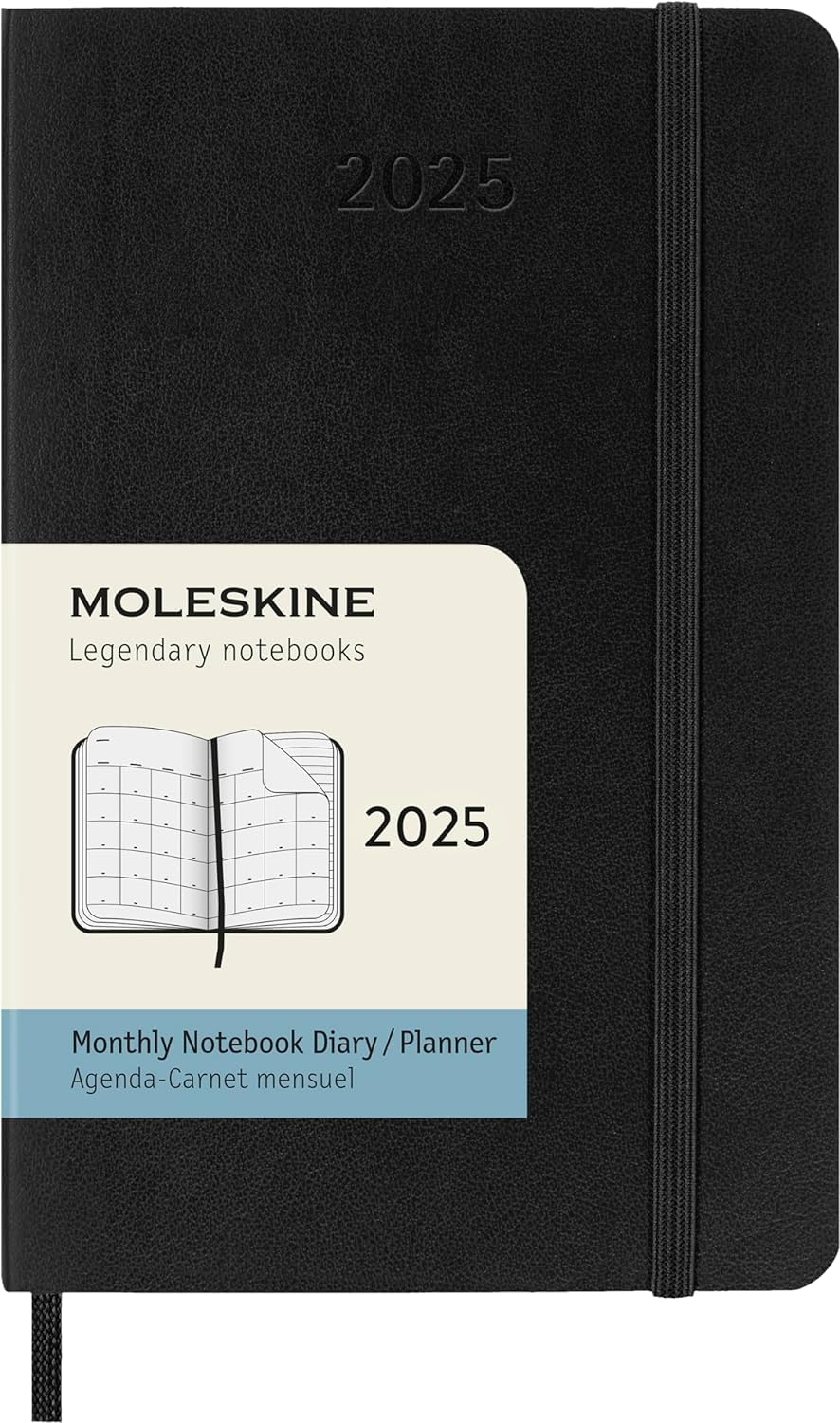 12M 2025 Monthly Planner Softcover Pocket Black | Bookazine HK