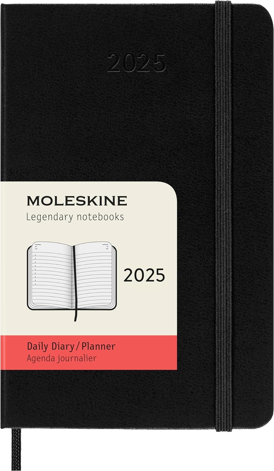 12M Daily Planner Hardcover Pocket Black | Bookazine HK