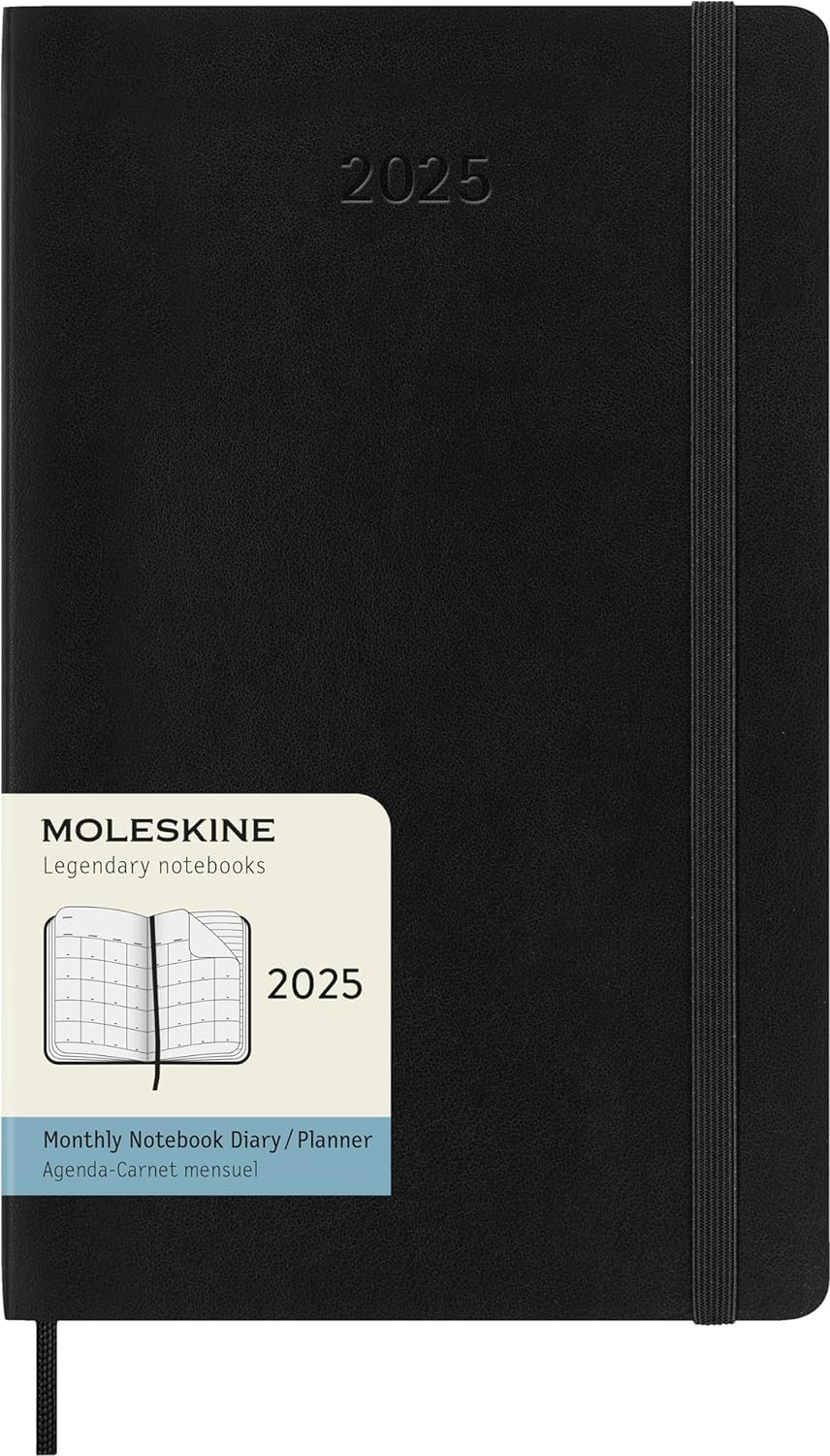 12M 2025 Monthly Planner Soft Cover Large Black | Bookazine HK