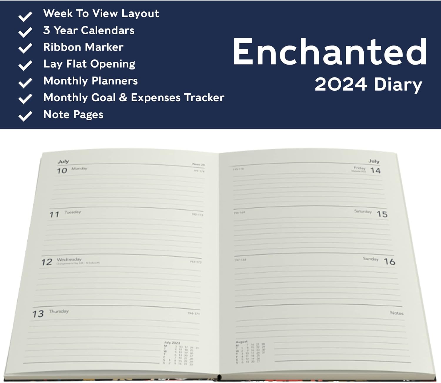 Light Blue Collins Enchanted Pocket Week To View Format 2024 Year Diary Planner