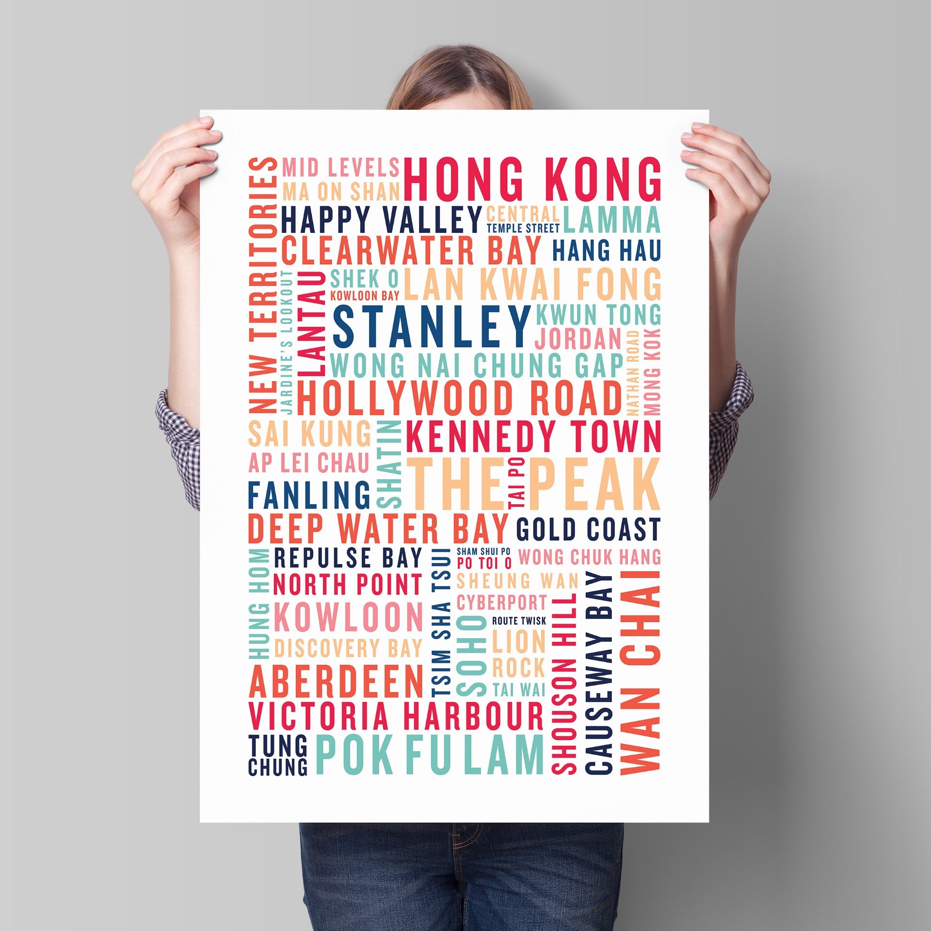 Rainbow Hong Kong Word Medley Tea Towel