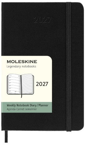 12M Weekly Notebook Pocket Black Hardcover