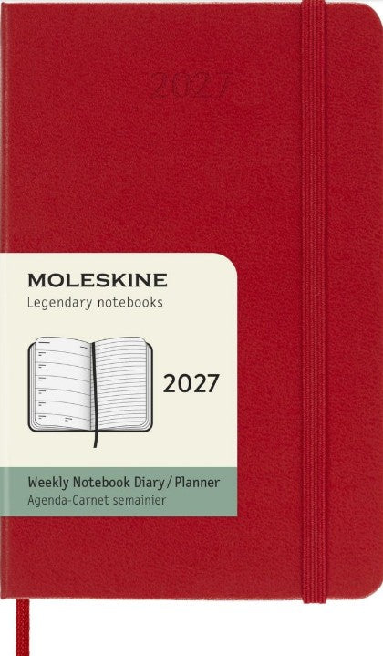 12M Weekly Notebook Pocket Scarlet Red Hardcover