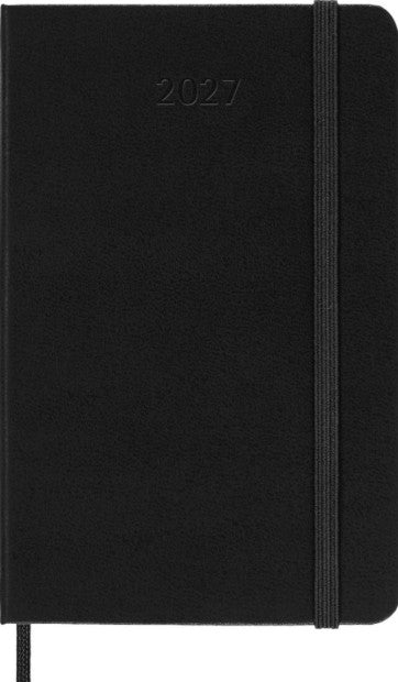 12M Weekly Vertical Pocket Black Hardcover