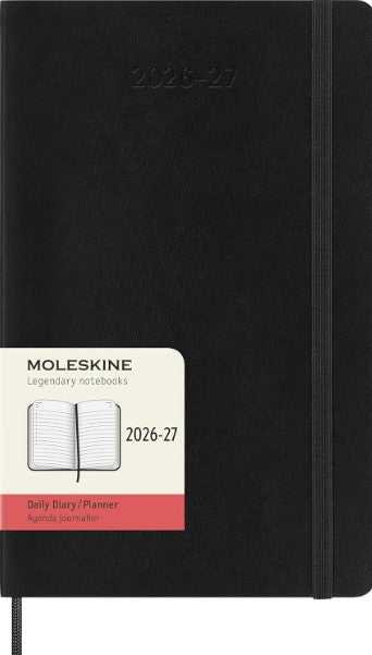 18M Large Daily Planner Black Softcover 