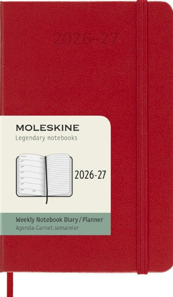 18M Weekly Notebook Pocket Scarlet Red Hardcover | Bookazine HK