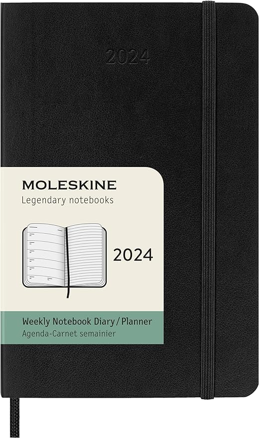 2024 Weekly Planner, 12M, Pocket, Black, Soft Cover | Bookazine HK