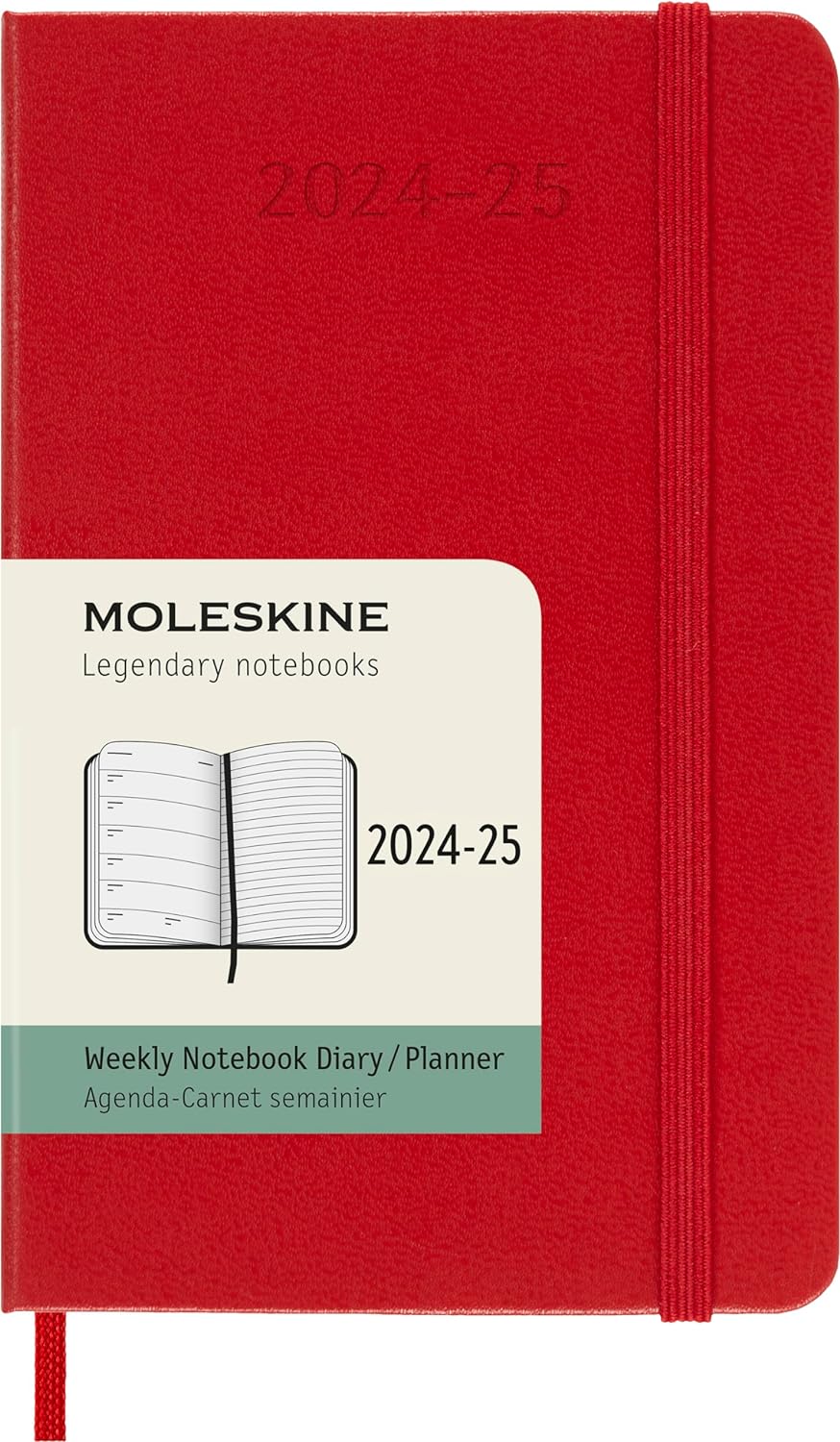 18M Weekly Notebook Pocket Scarlet Red Hardcover | Bookazine HK