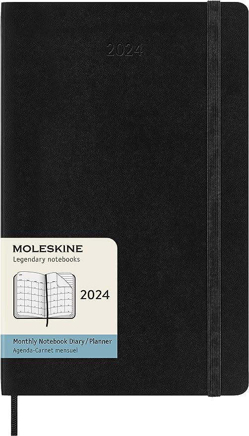 2024 Monthly Planner, 12M, Large, Black, Soft Cover | Bookazine HK