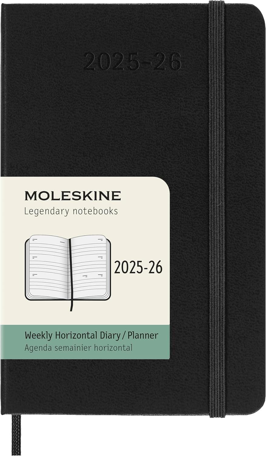 18M Weekly Hardcover Horizontal Pocket Black Planner | Bookazine HK