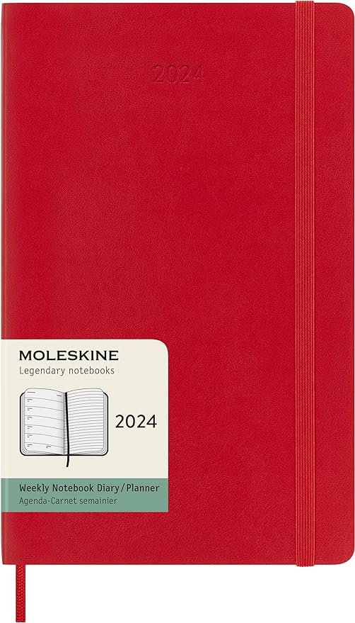 2024 Weekly Planner, 12M, Large, Scarlet Red, Soft Cover | Bookazine HK