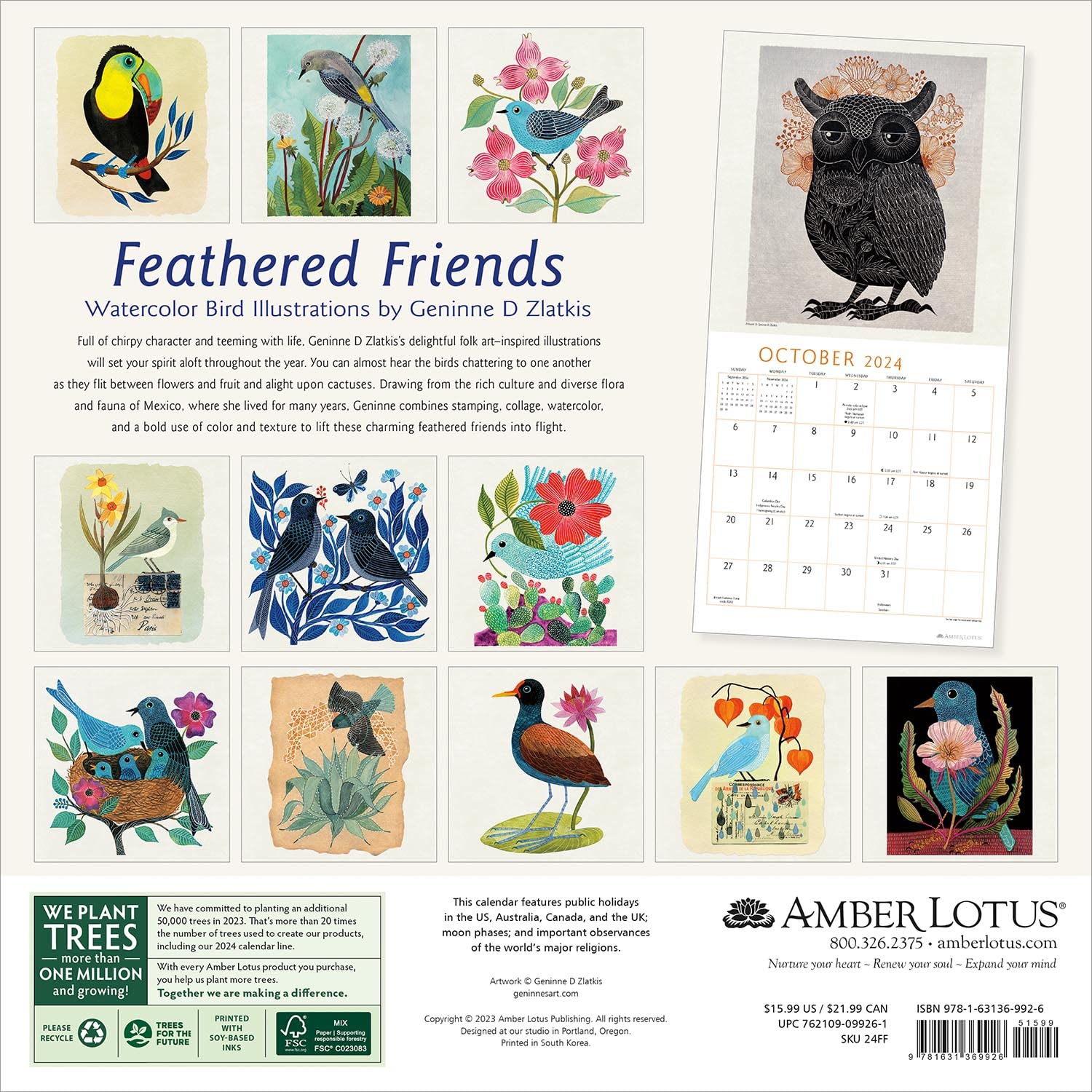 Feathered Friends 2025 Wall Calendar Bookazine HK