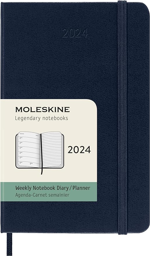 2024 Weekly Planner, 12M, Pocket, Sapphire Blue, Hard Cover | Bookazine HK
