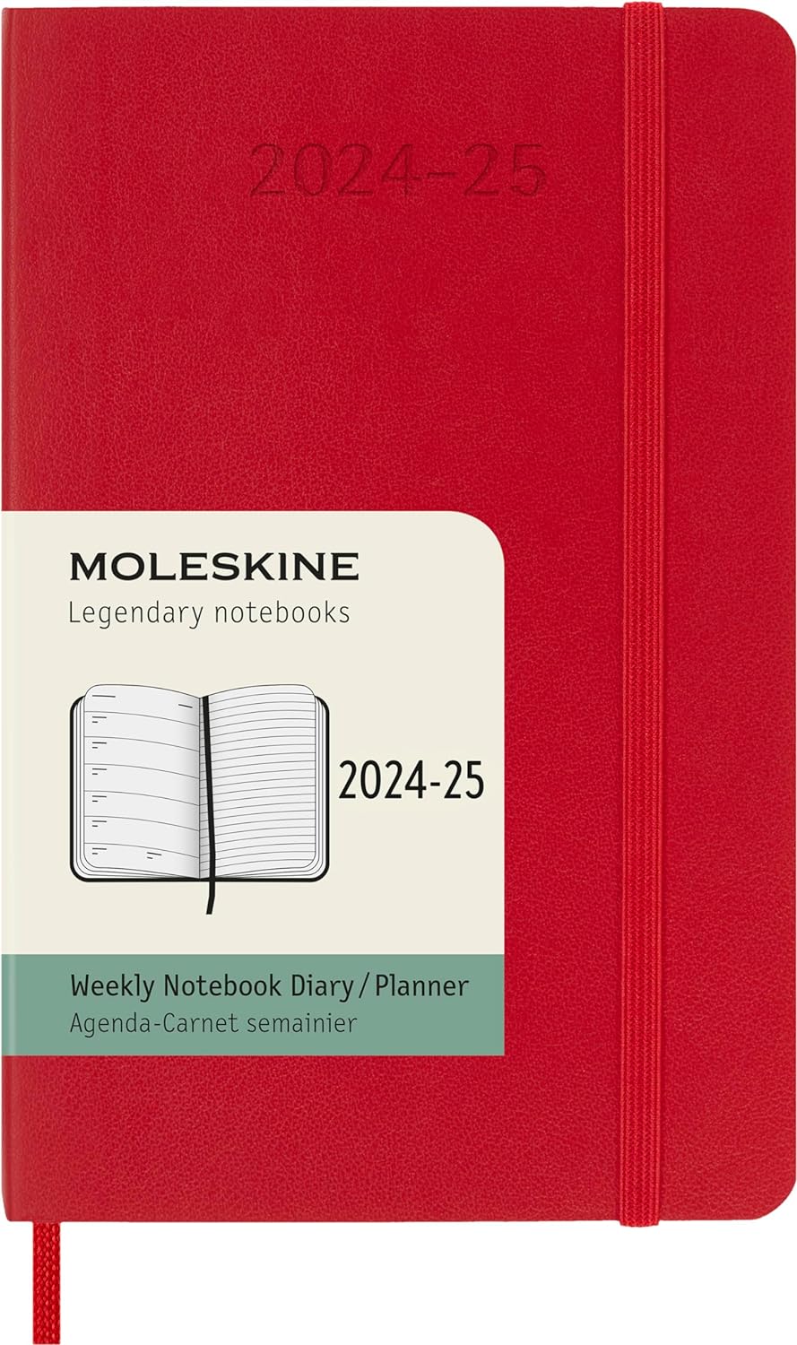 18M Weekly Pocket Notebook Scarlet Red Softcover | Bookazine HK