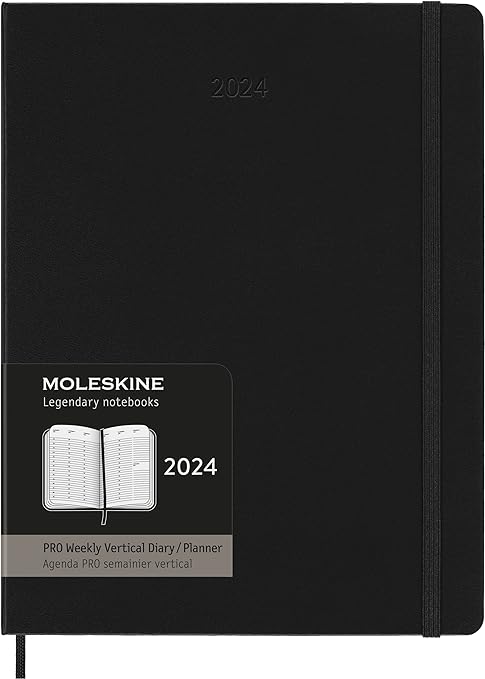 2024 Pro Vertical Weekly Planner, 12M, Extra Large, Black, Hard Cover | Bookazine HK