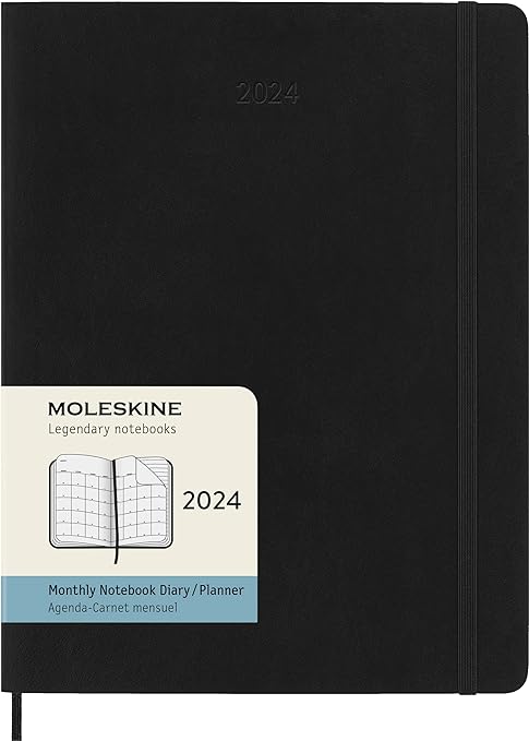 2024 Monthly Planner, 12M, Extra Large, Black, Soft Cover  | Bookazine HK