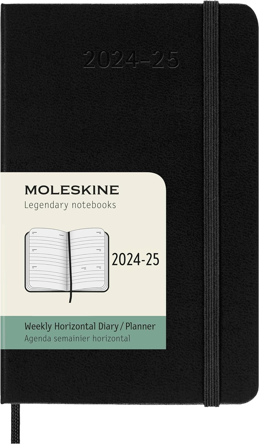 18M Weekly Horizontal Pocket Black Hardcover | Bookazine HK