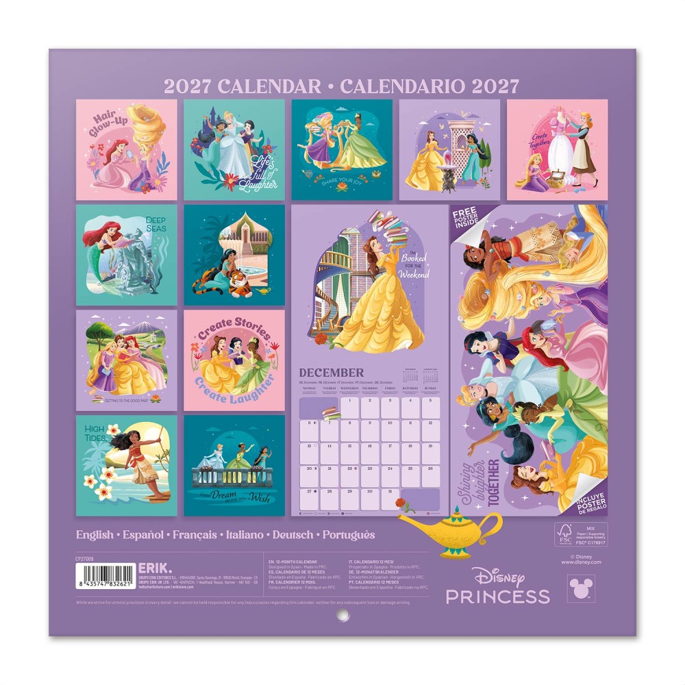 Disney Princesses 2027 Wall Calendar