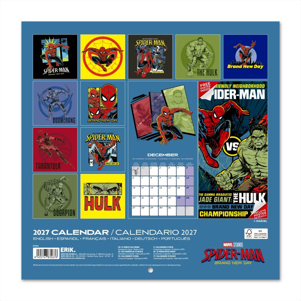 Marvel Spiderman 2027 Wall Calendar