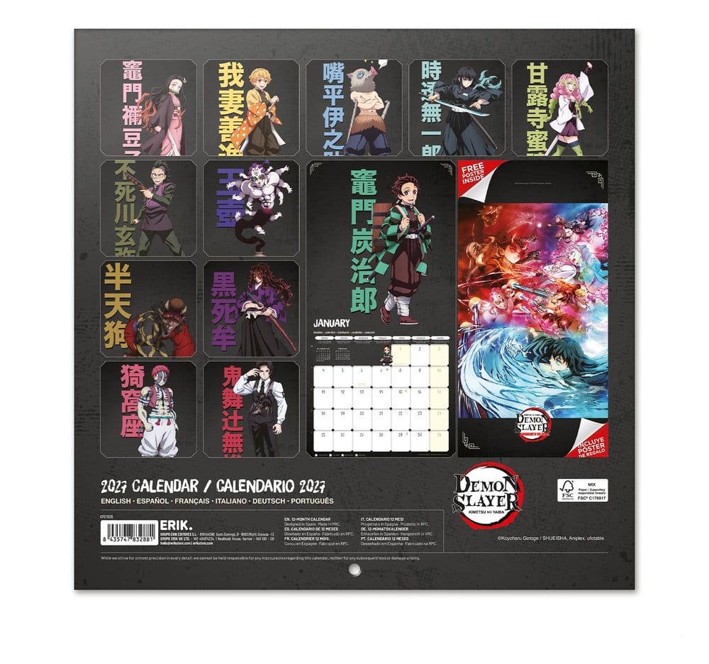 Demon Slayer 2027 Wall Calendar