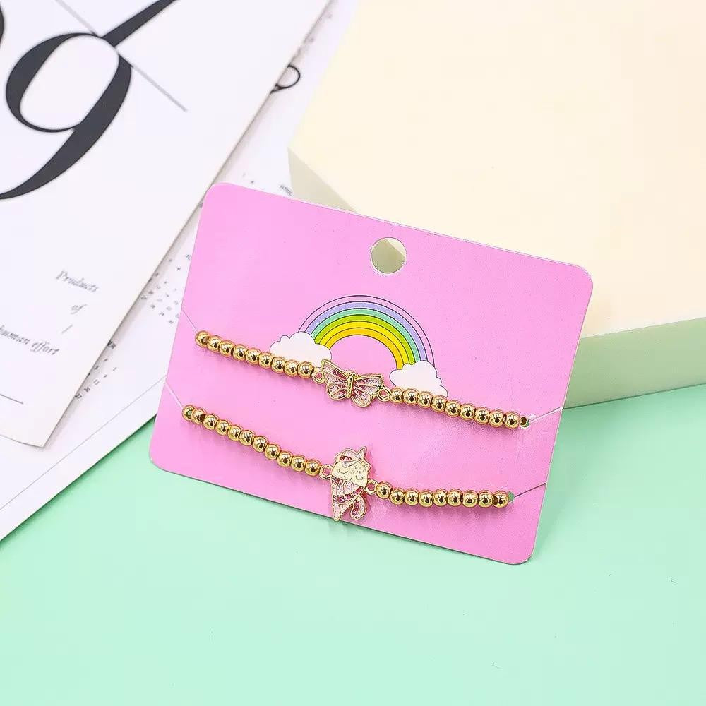 Butterfly And Unicorn Ice Cream Beaded Bracelet Set | Bookazine HK