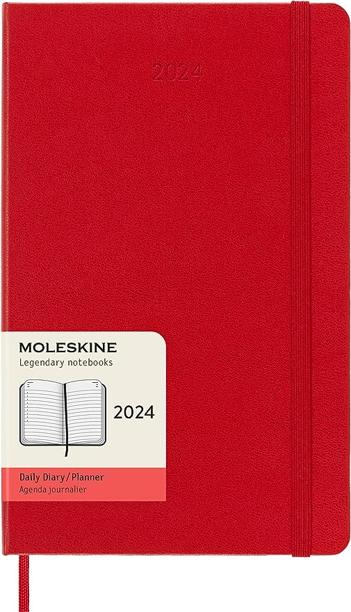 2024 Daily Planner, 12M, Large, Scarlet Red, Hard Cover | Bookazine HK
