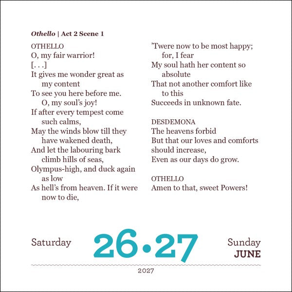 Shakespeare For Every Day of The Year 2027 Box Calendar
