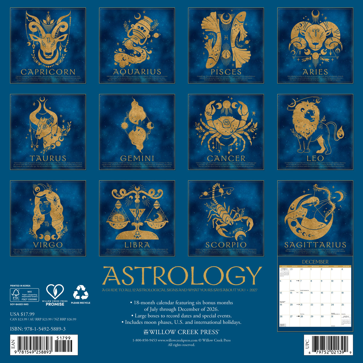 Astrology 2027 Wall Calendar