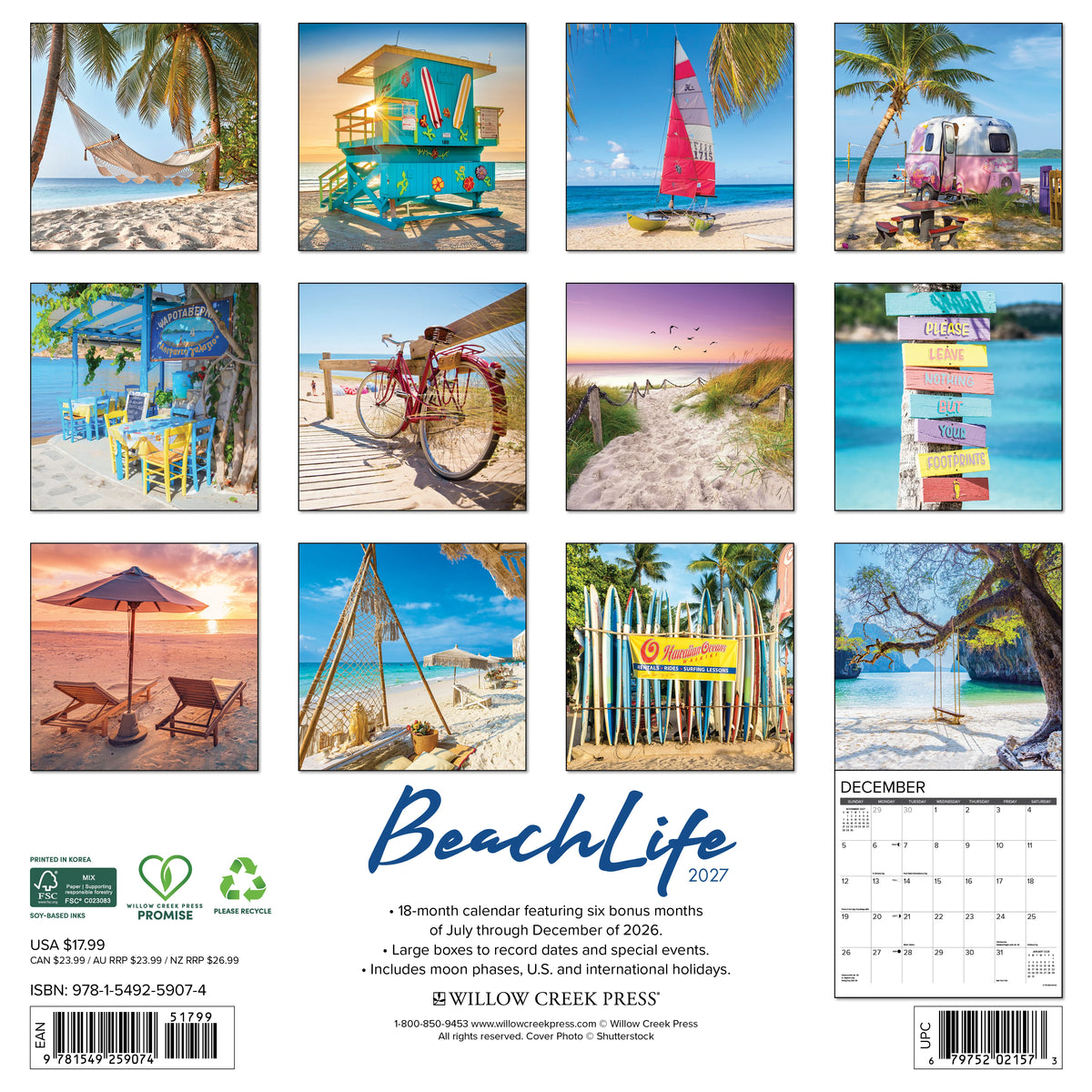 BeachLife 2027 Wall Calendar