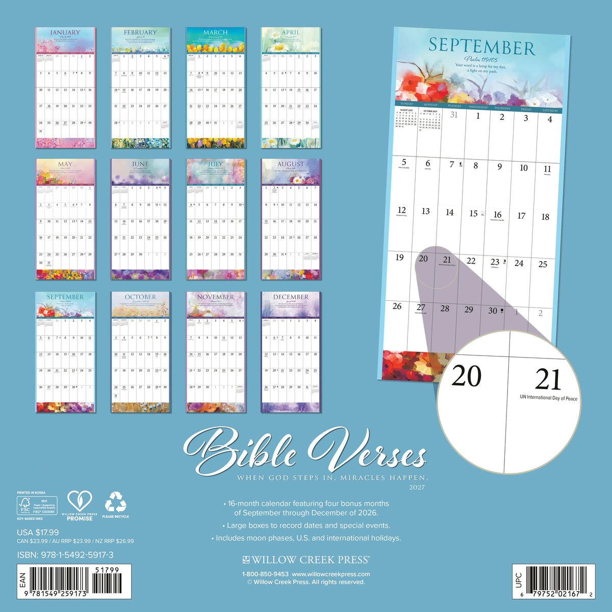 Bible Verses 2027 Wall Calendar