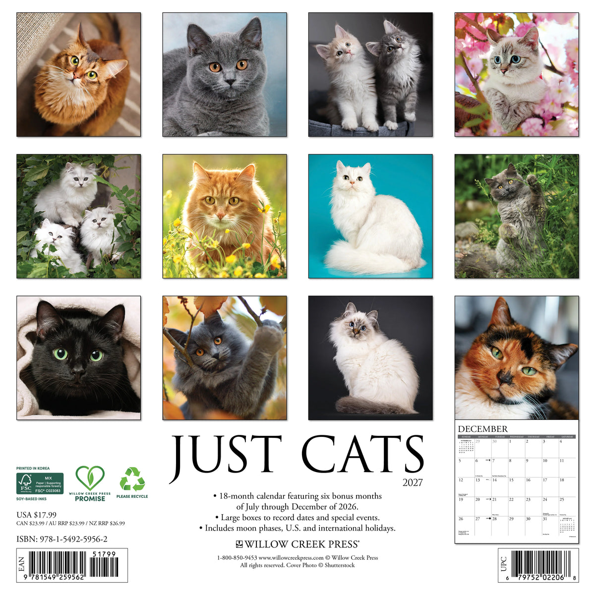Just Cats 2027 Wall Calendar