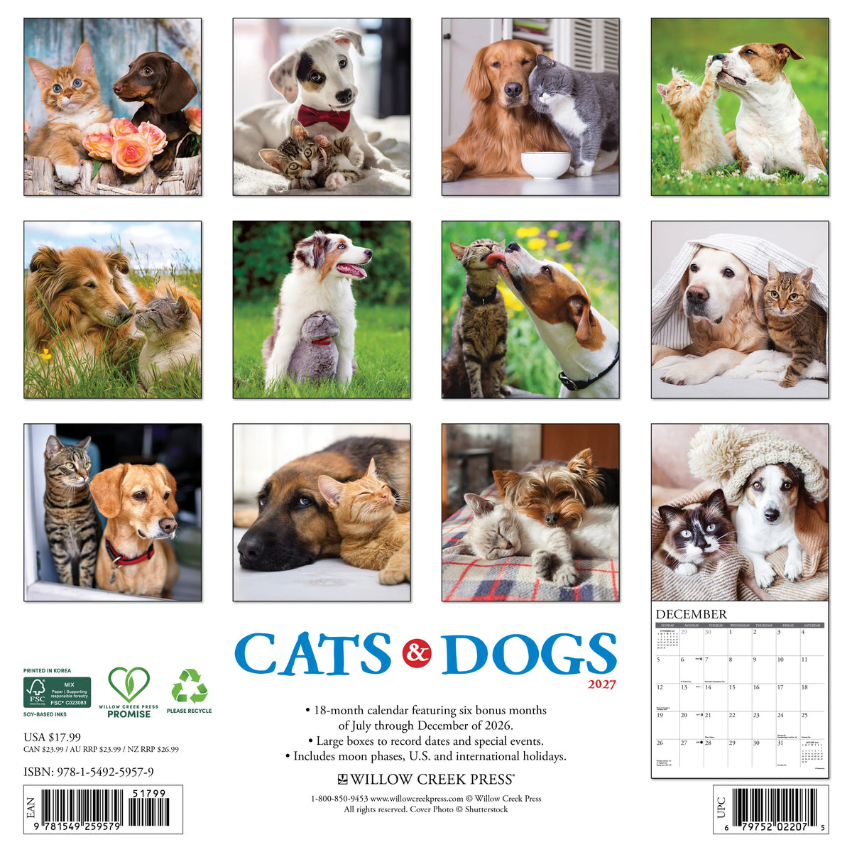 Cats &amp; Dogs 2027 Wall Calendar