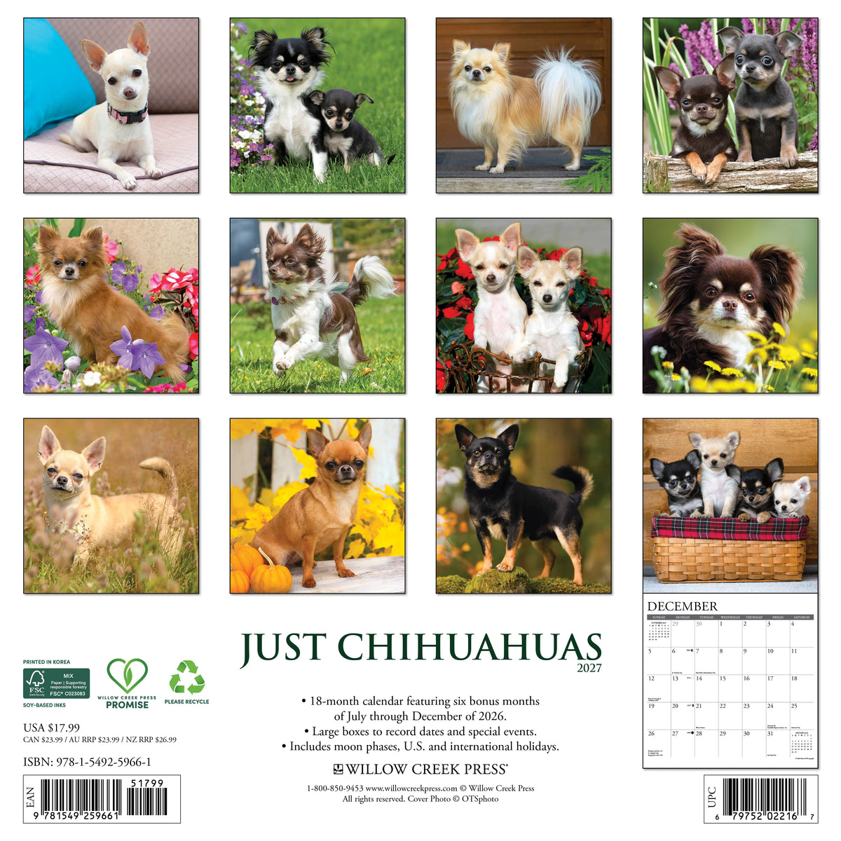 Just Chihuahuas 2027 Wall Calendar