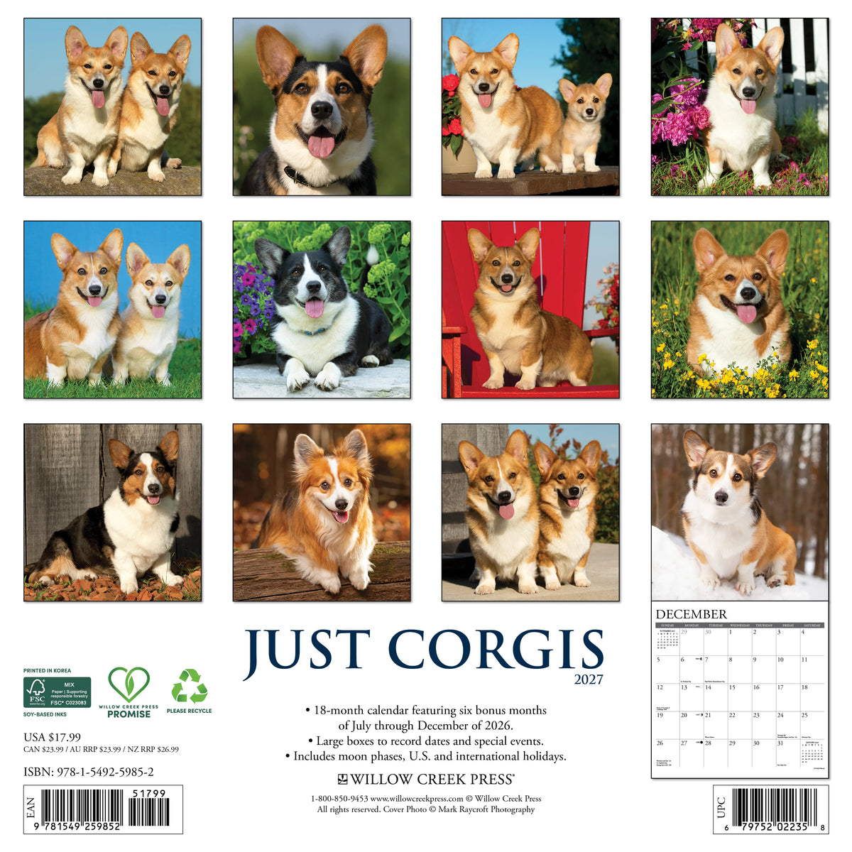 Just Corgis 2027 Wall Calendar