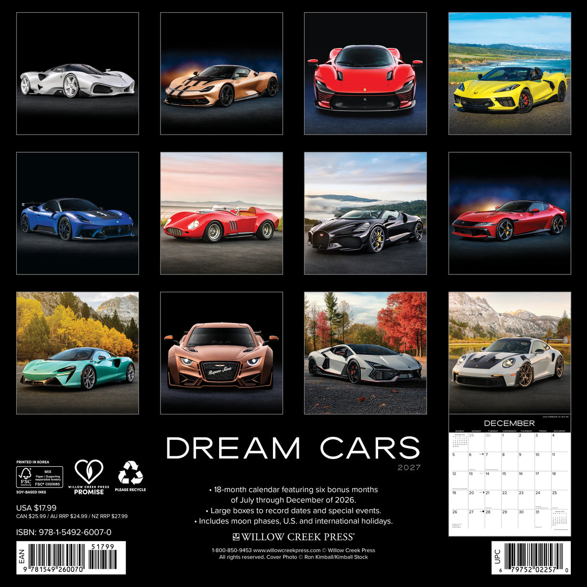 Dream Cars 2027 Wall Calendar