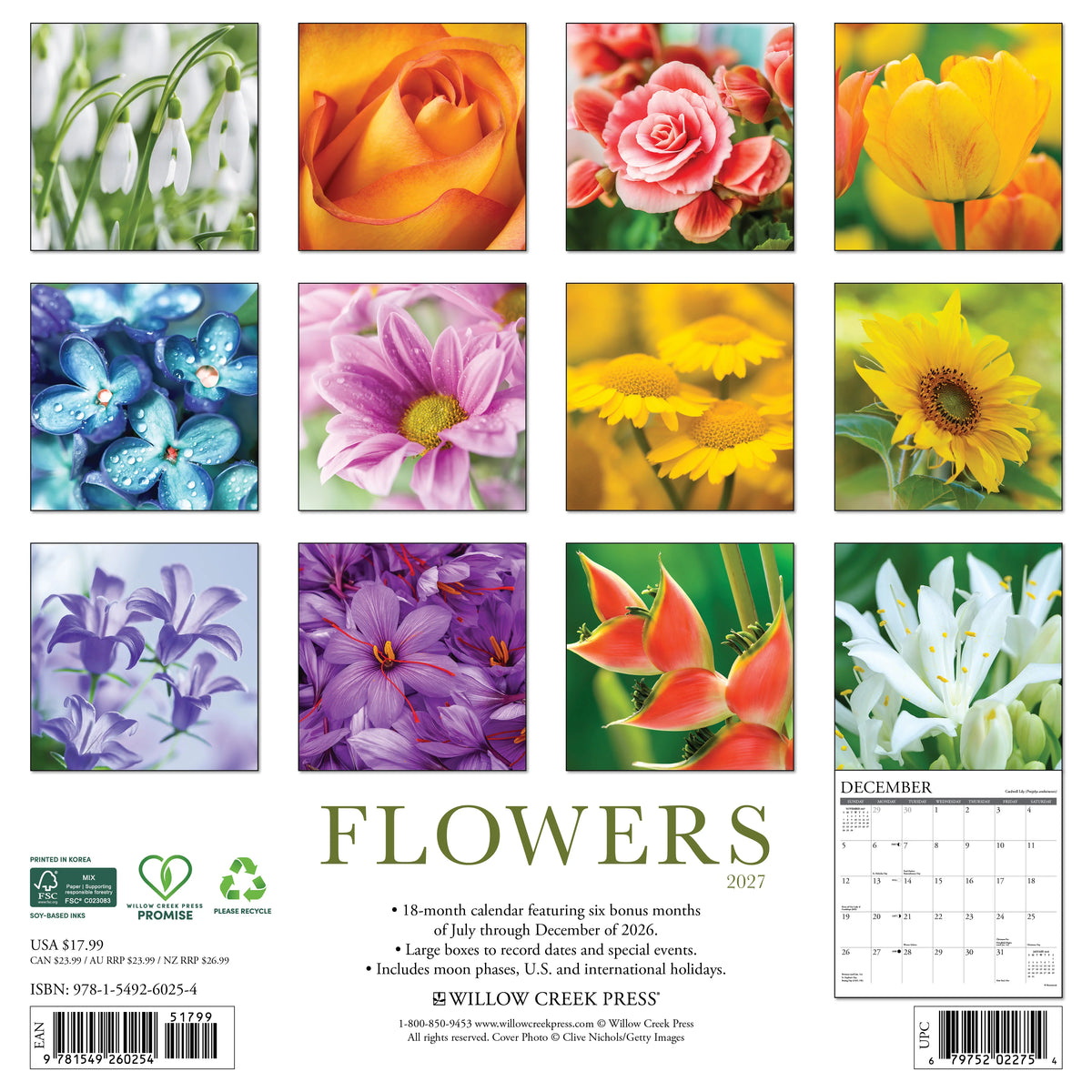 Flowers 2027 Wall Calendar