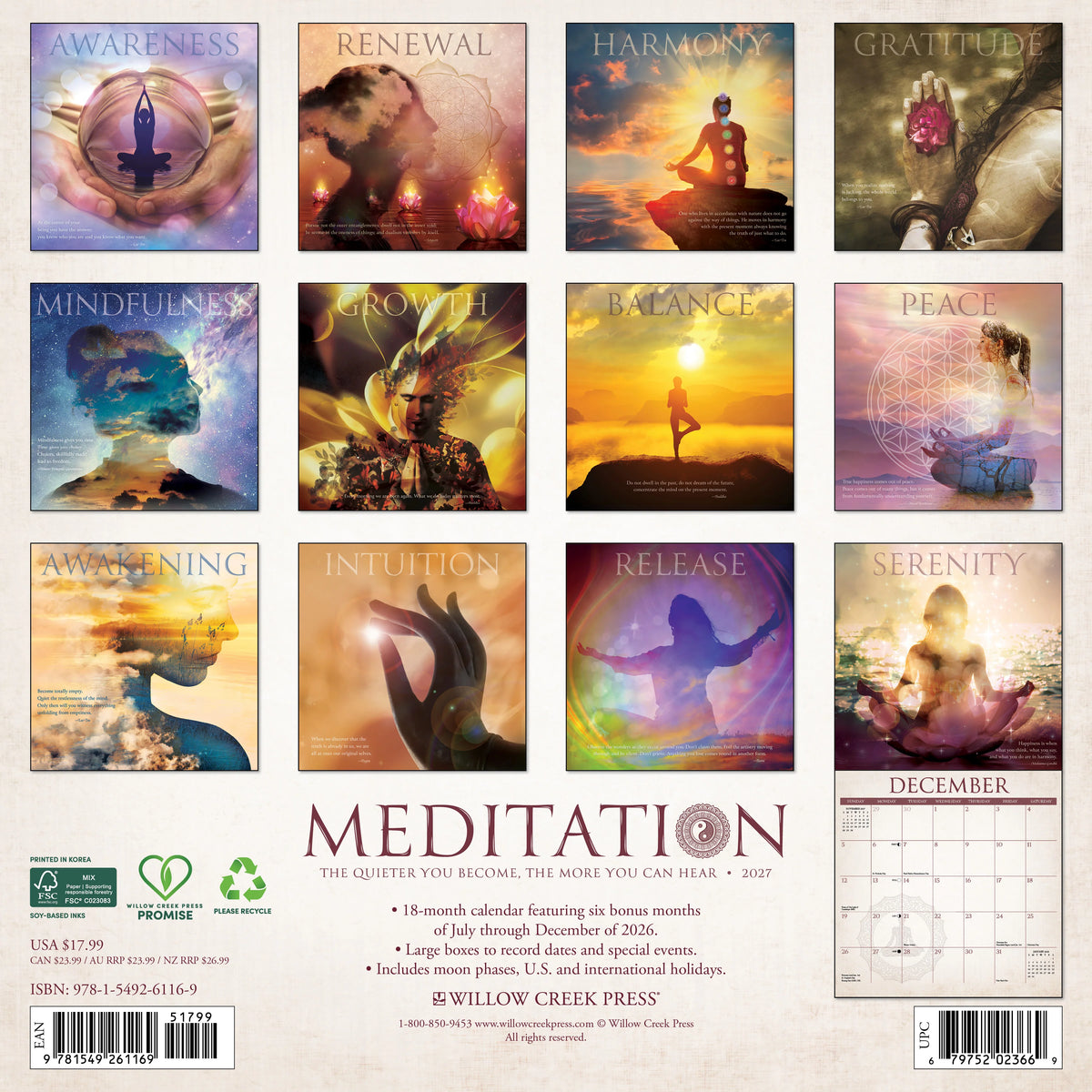 Meditation 2027 Wall Calendar