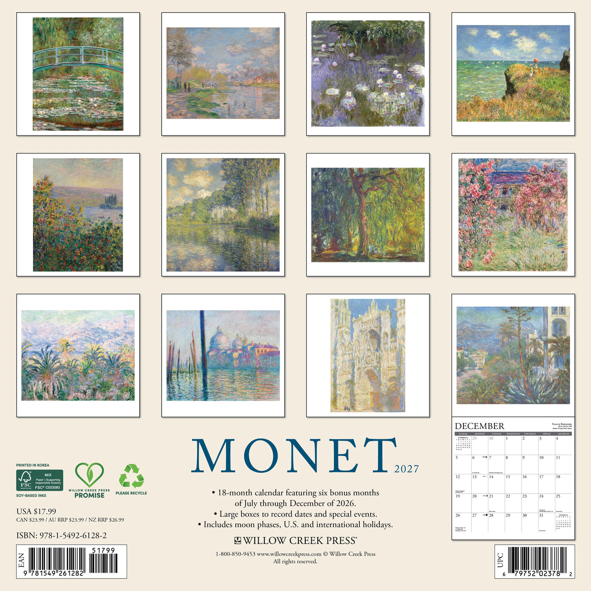 Monet 2027 Wall Calendar