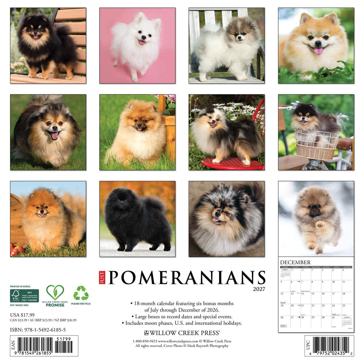 Just Pomeranians 2027 Wall Calendar