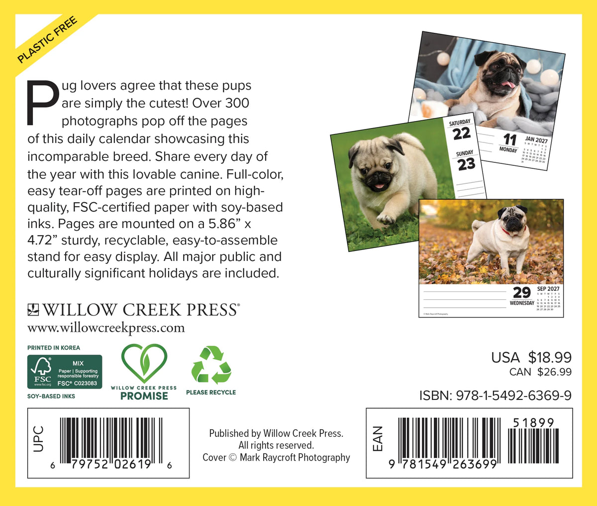 Just Pugs 2027 Box Calendar