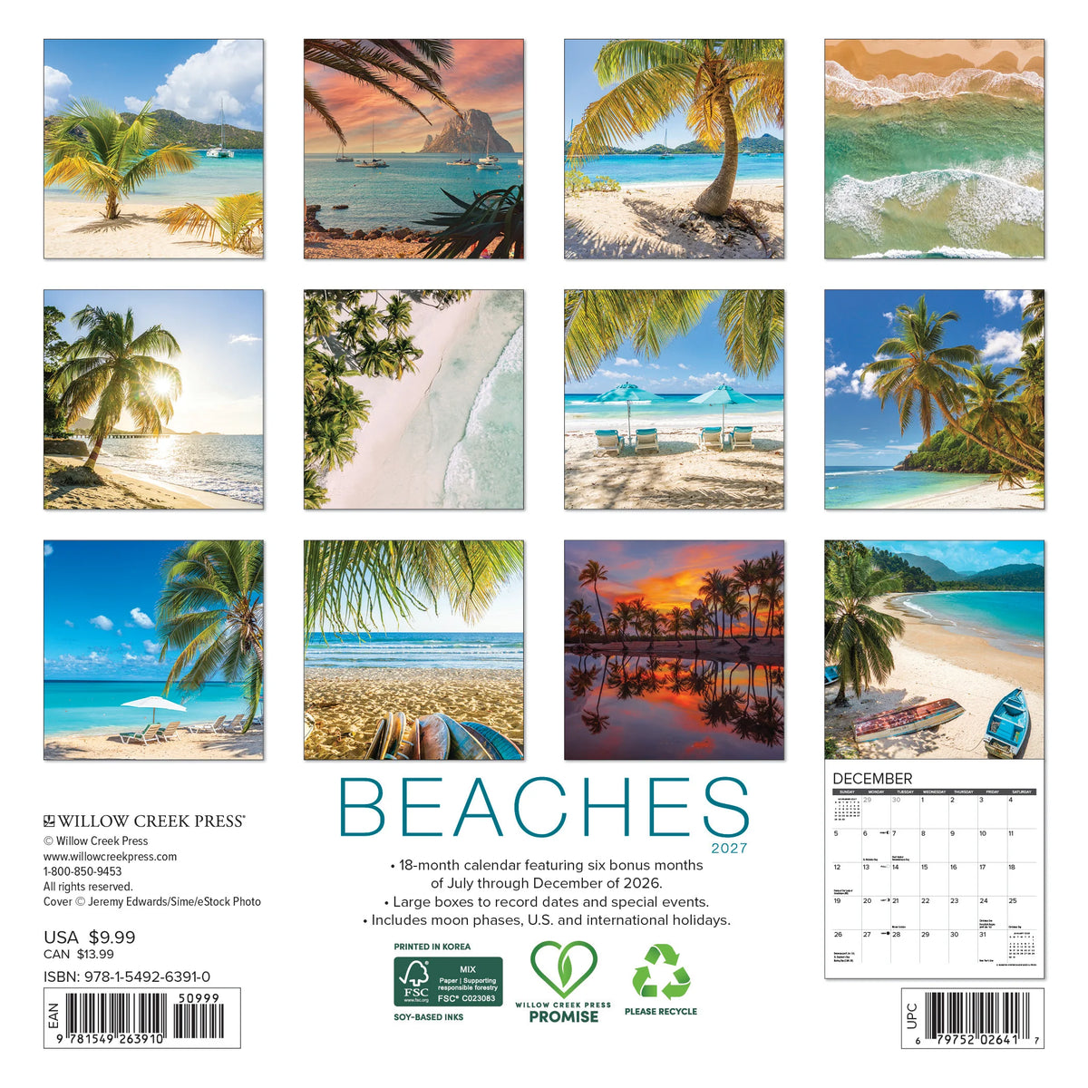 Beaches 2027 Mini Wall Calendar