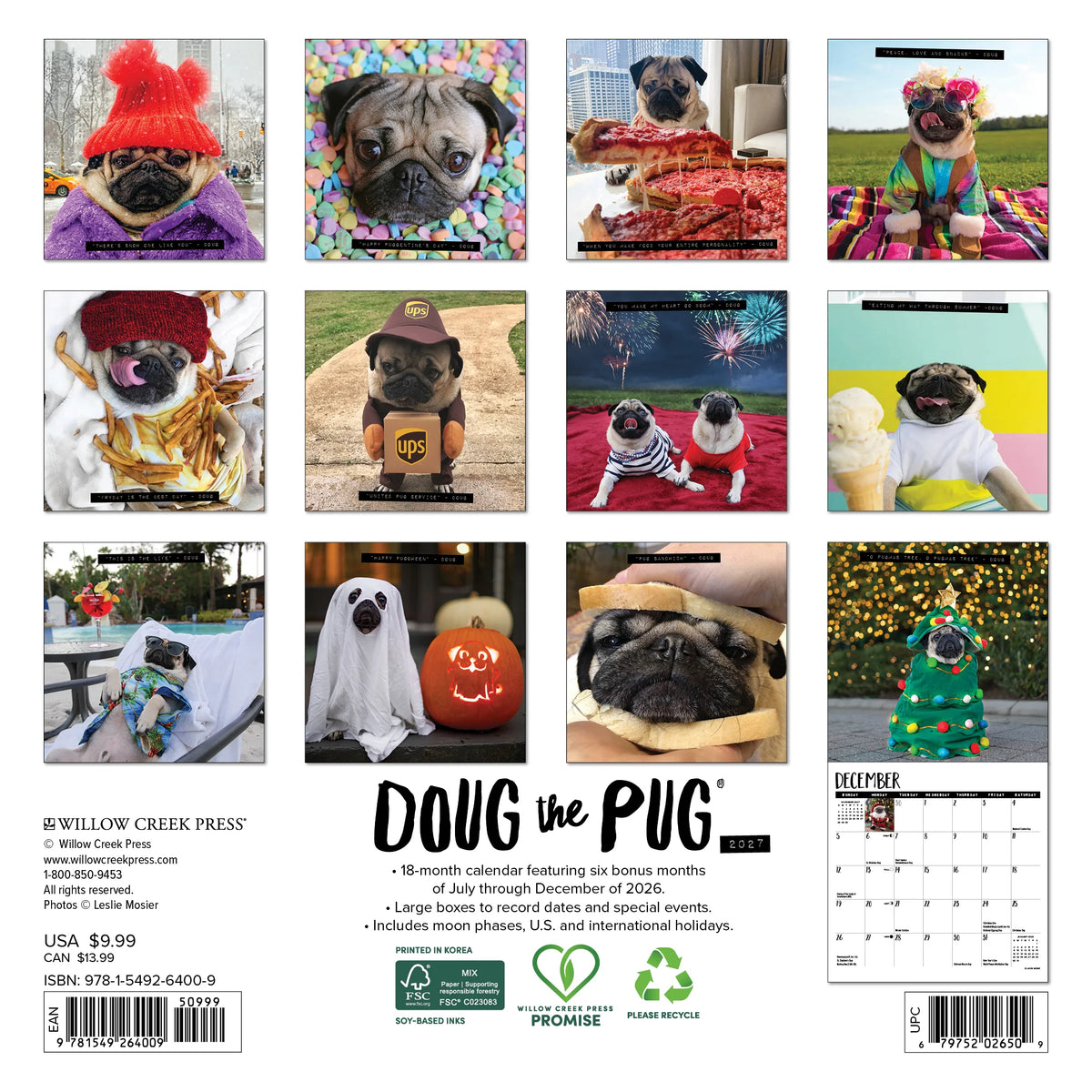 Doug The Pug 2027 Mini Calendar