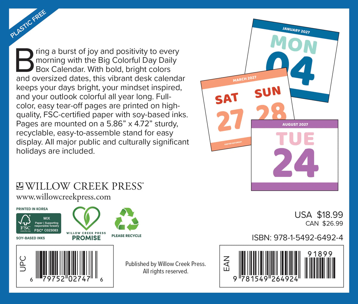 A Big Colorful Day 2027 Box Calendar