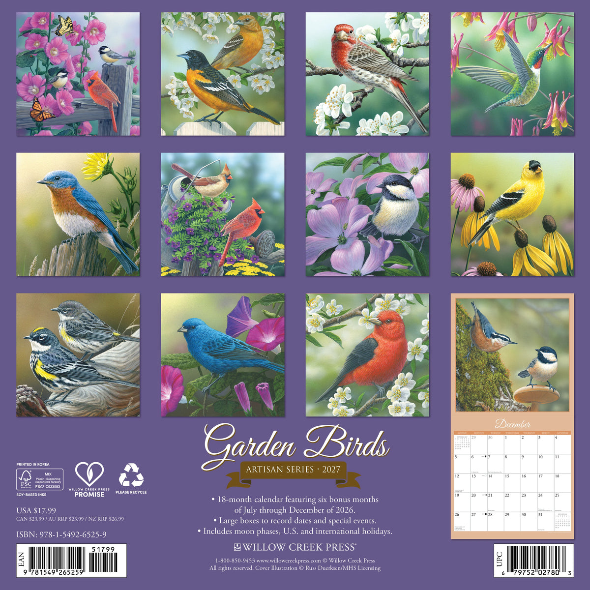 Garden Birds Artisan Series Wall Calendar