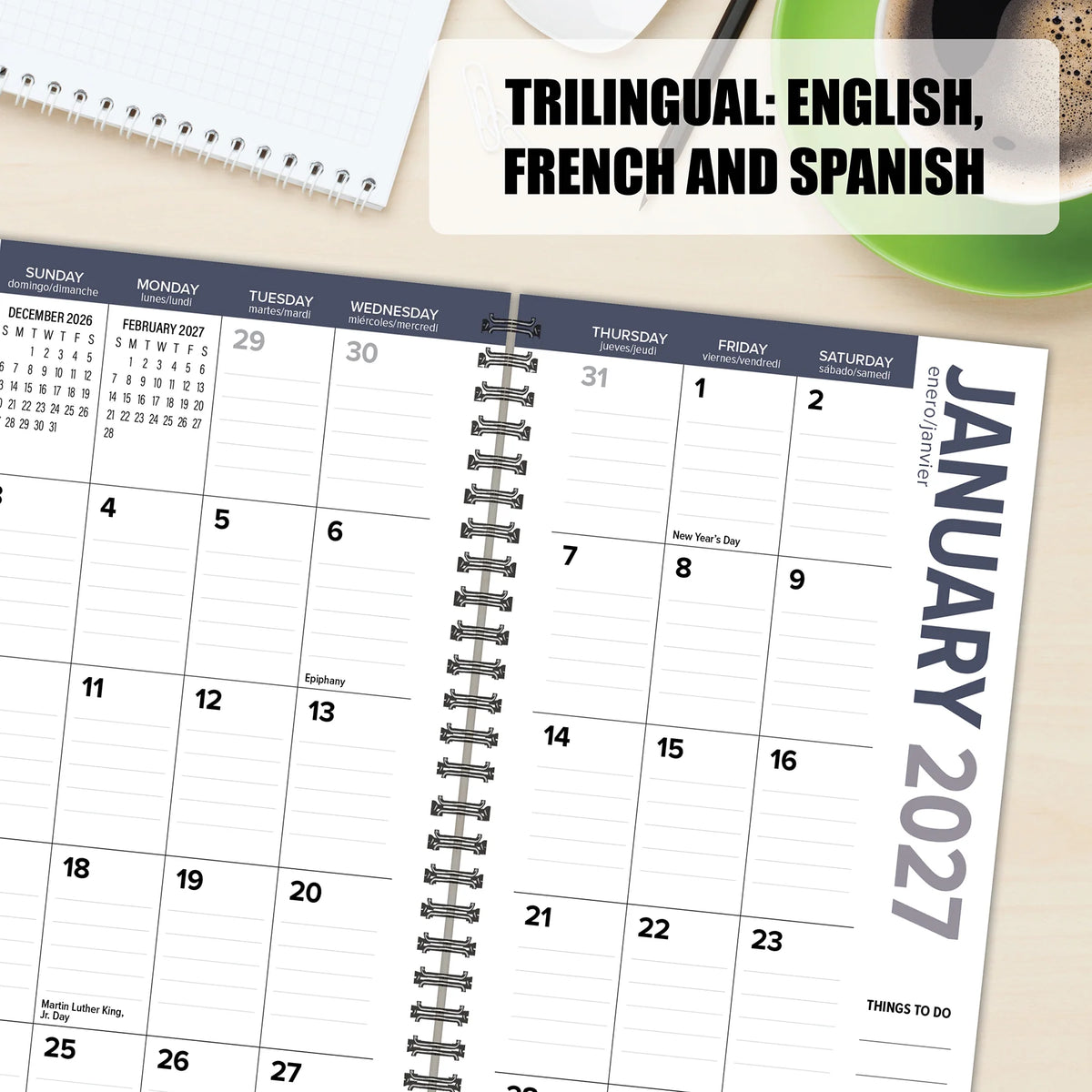 Navy And Tan Duotone 2027 Weekly Planner
