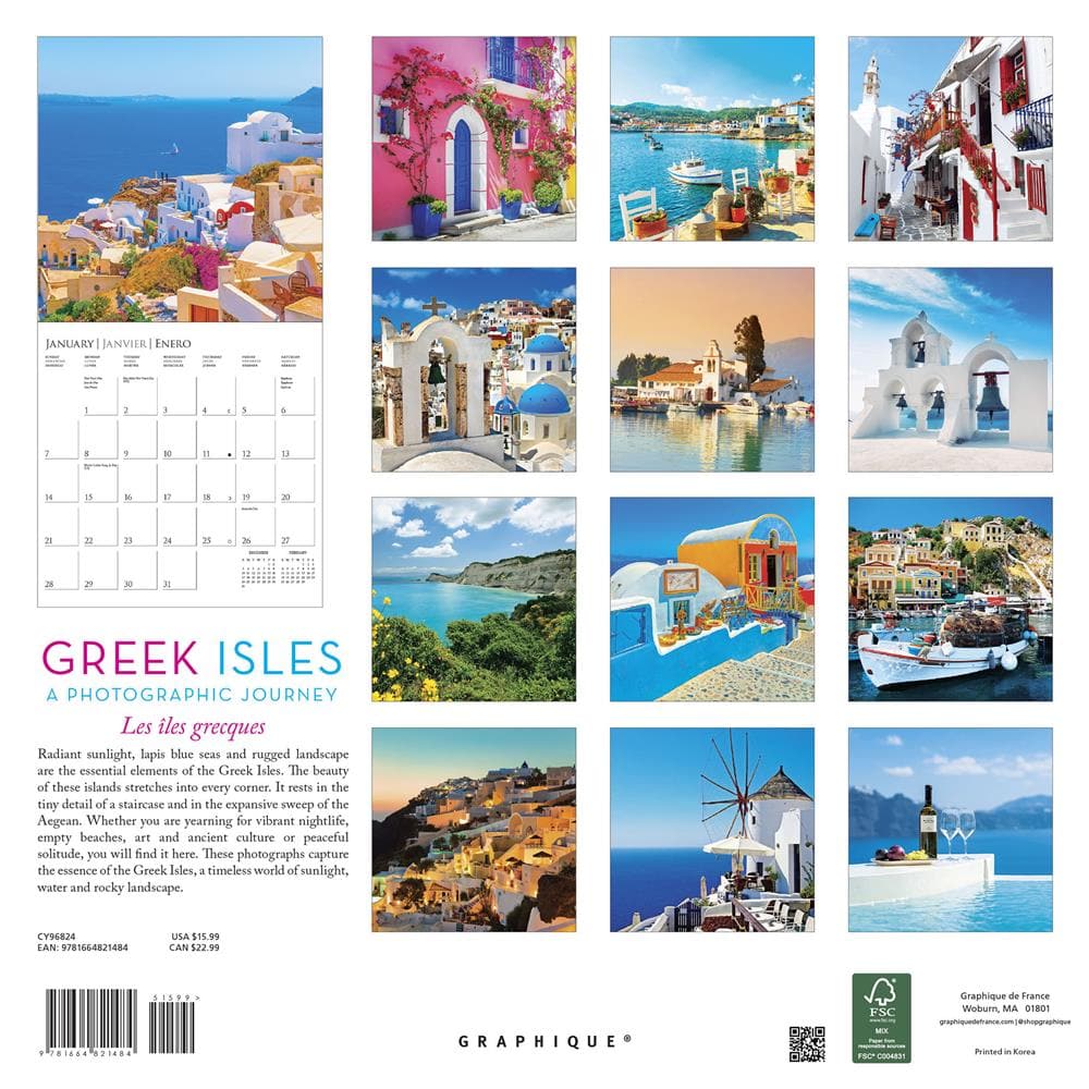 Greek Isles 2024 Wall Calendar Bookazine HK   978166482148 1 