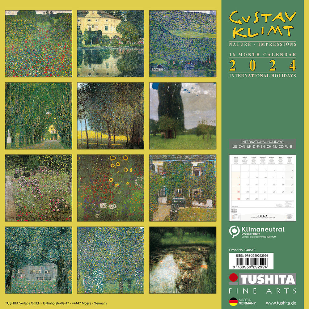 Gustav Klimt Nature Impressions 2024 Wall Calendar Bookazine HK   9783959292924 13 