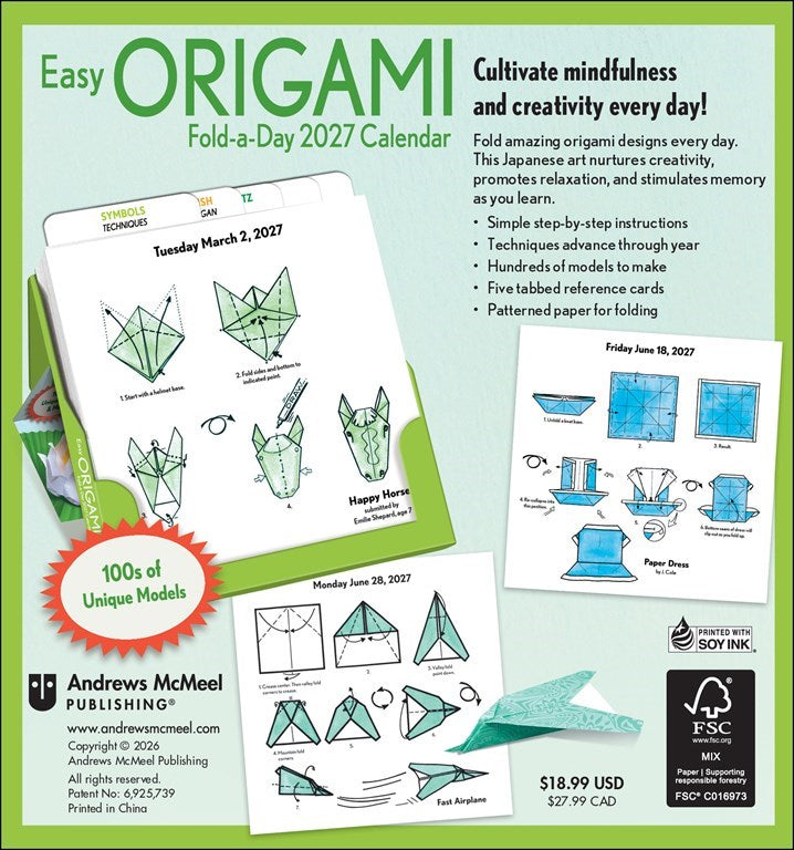 Easy Origami Fold-a-Day Box Calendar